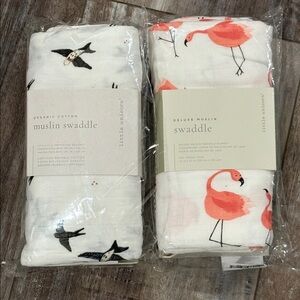 Little Unicorn Deluxe Muslin Swaddle Blanket lot - Pink Ladies Flamingo / Birds